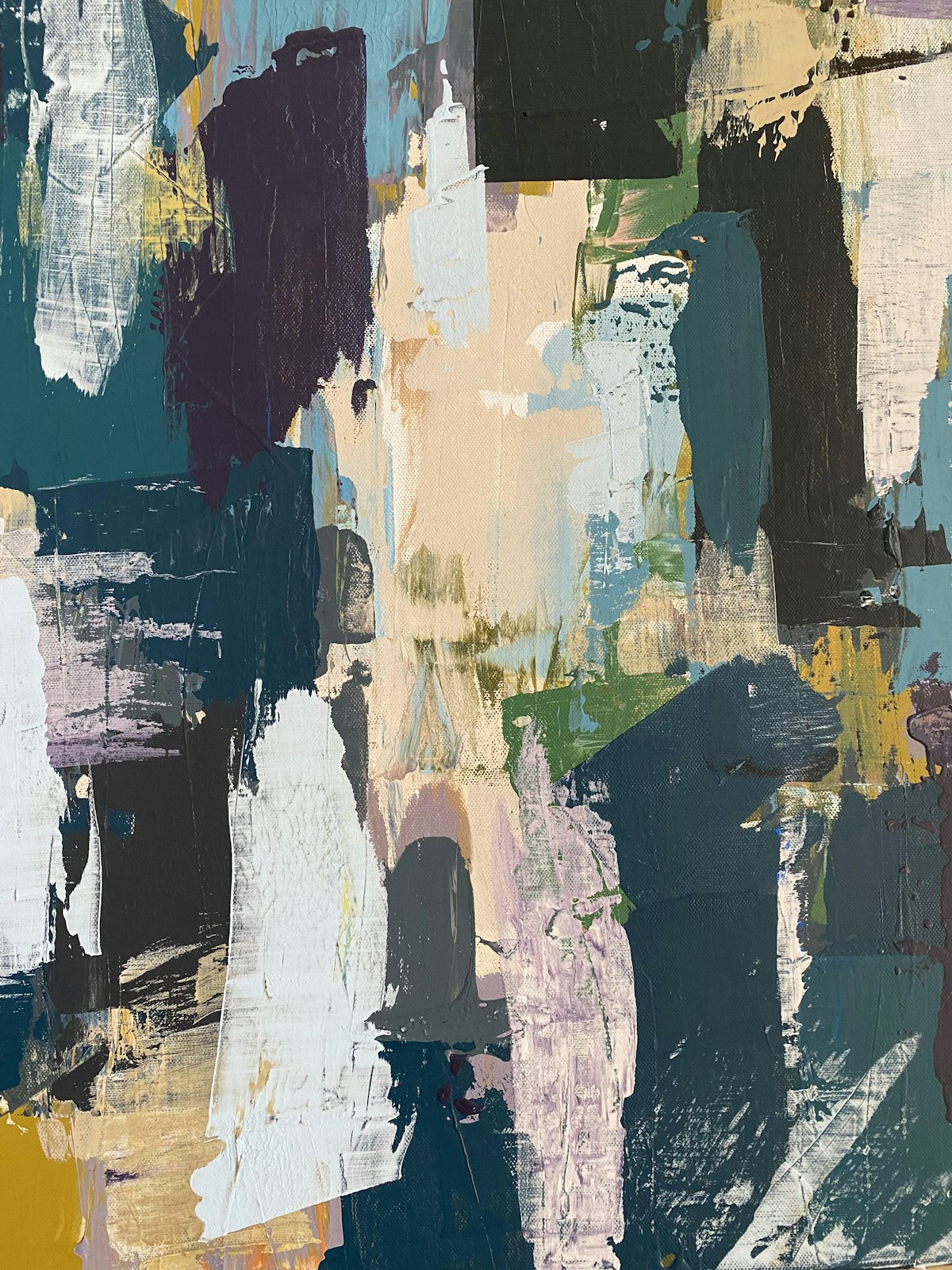 Framed abstract canvas wall art, close-up