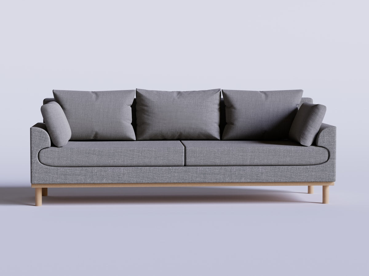 2-seater linen sofa, charcoal grey, angle view