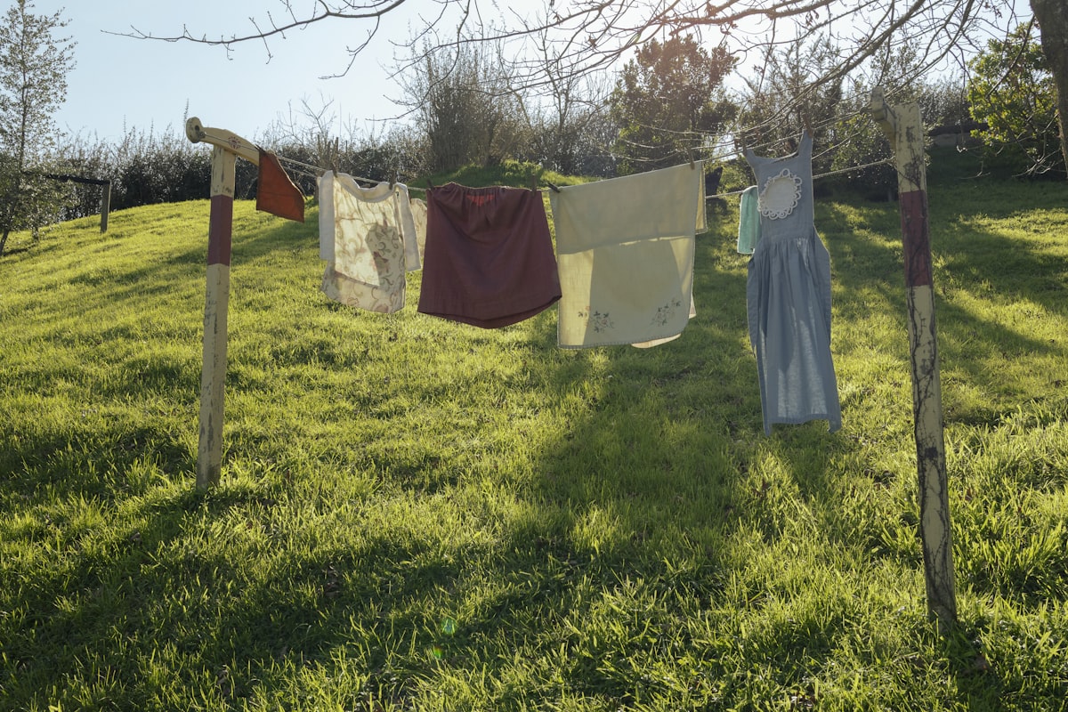 3-tier drying rack, styled utility room view