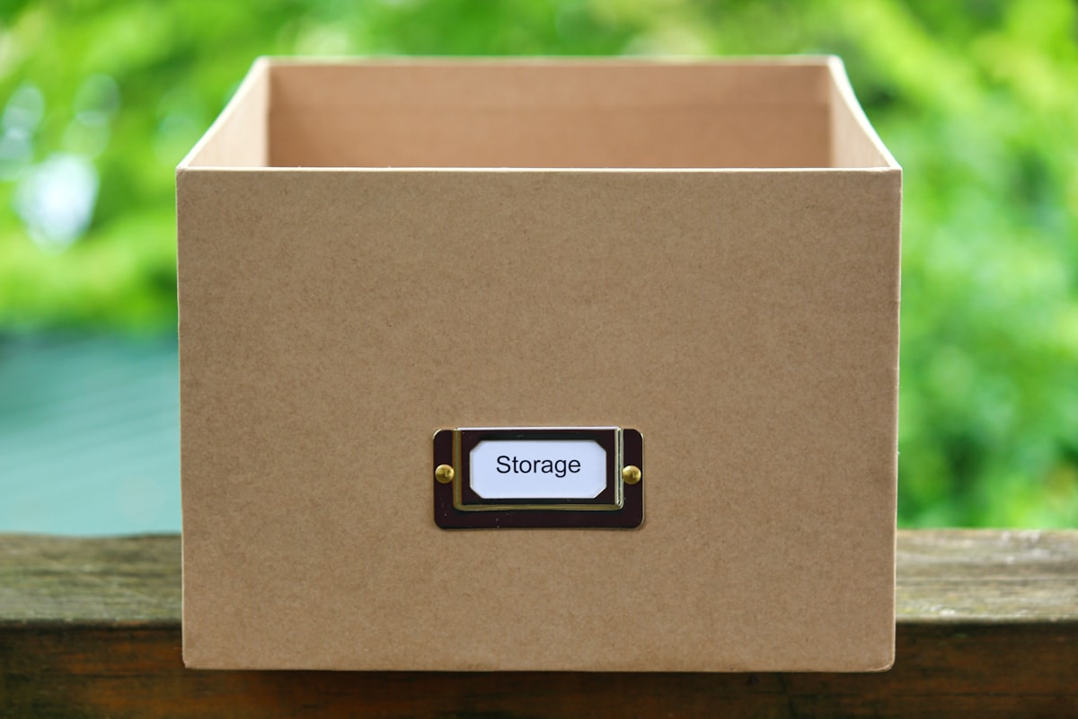 Stackable fabric storage cubes, angle view
