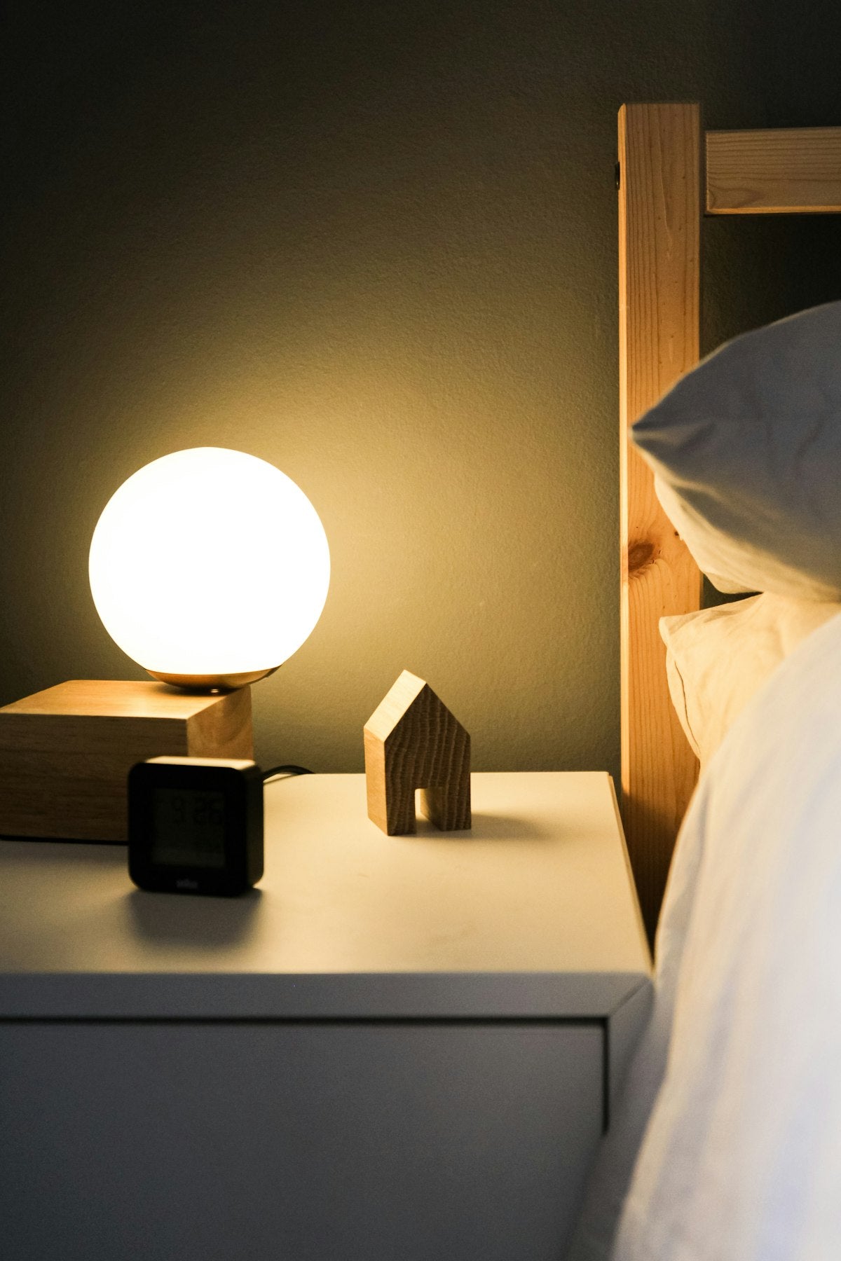 Touch control bedside lamp, angle view