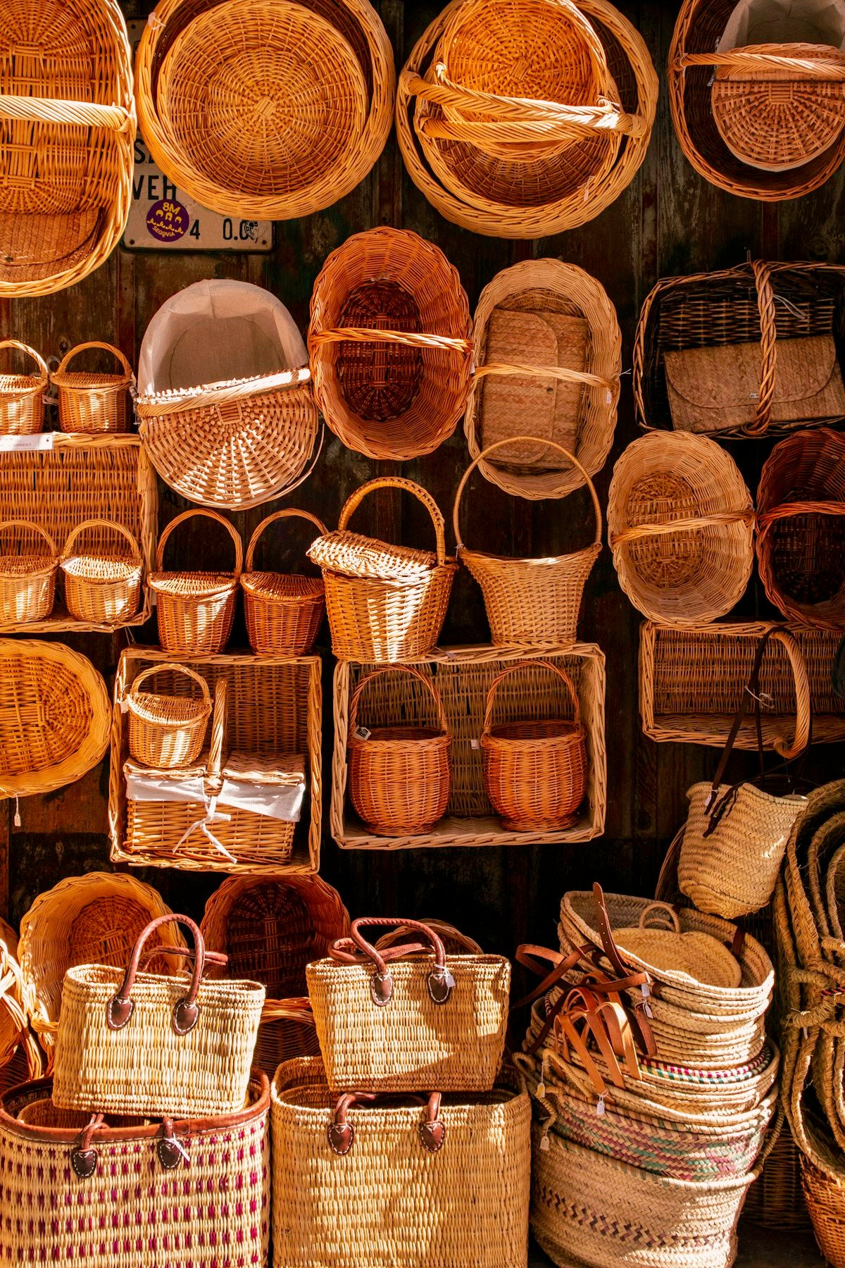 Woven seagrass storage basket set