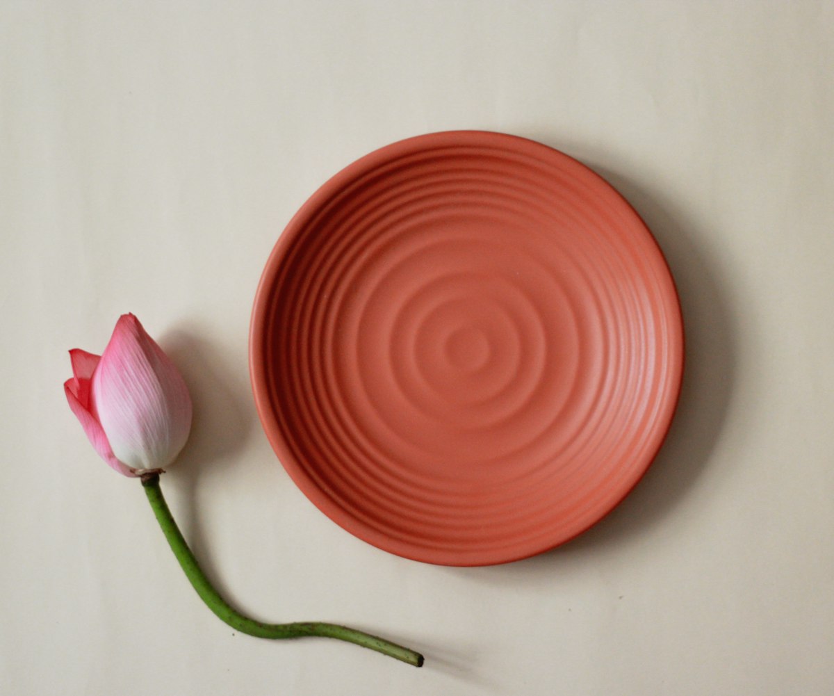 Stoneware dinner plate set, 4-piece, styled table view