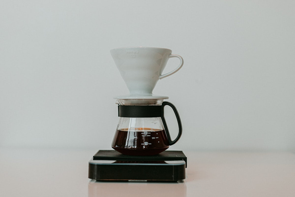 Filter coffee machine, styled kitchen view