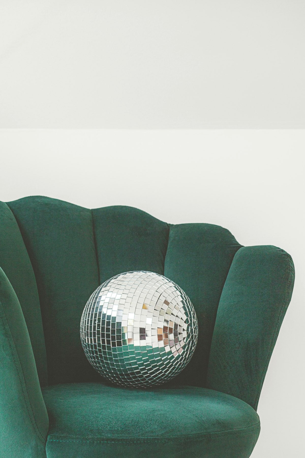 Velvet accent armchair, emerald green, styled view