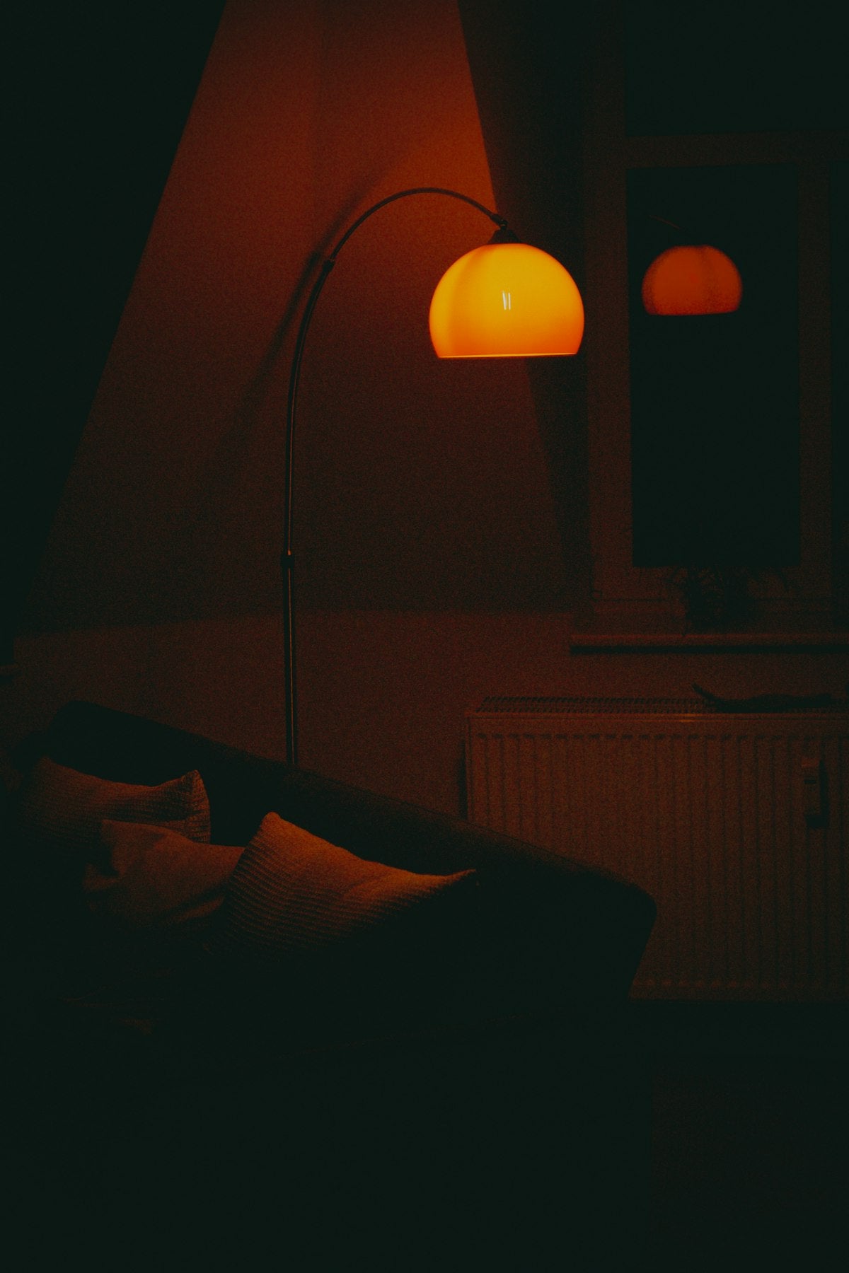 LED floor lamp, arc design, angle view