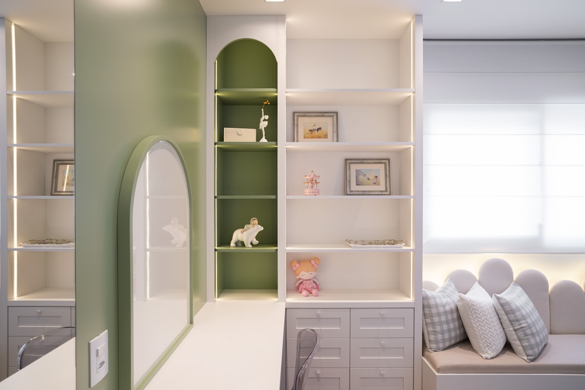 Cloud shaped wall shelf, angle view