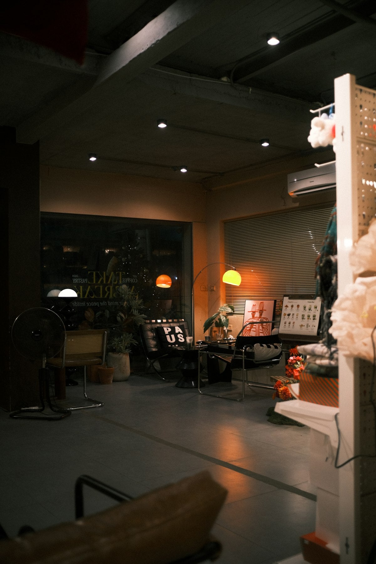 LED floor lamp, arc design, styled view